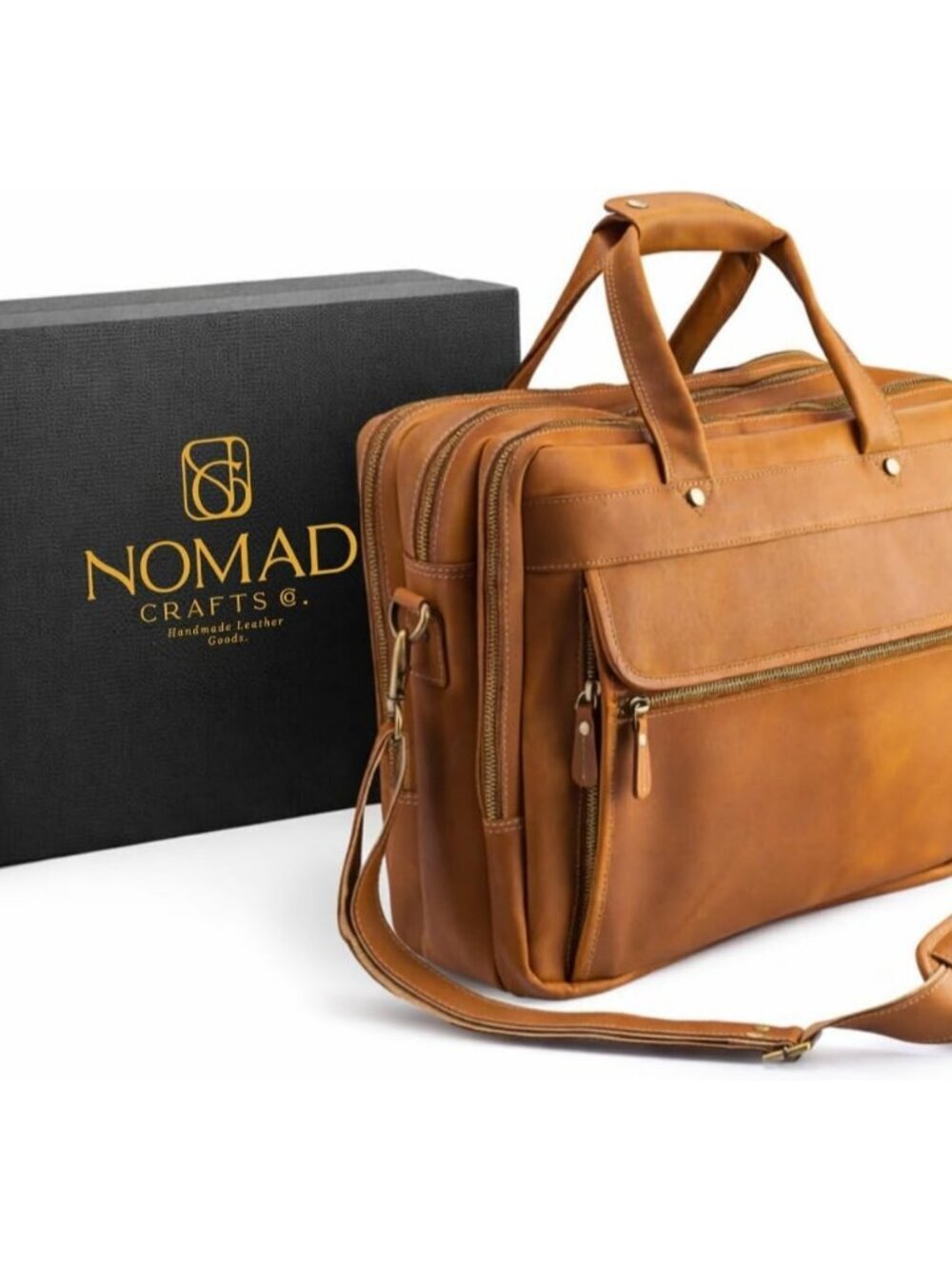 Men's Tan Genuine Leather Vintage Adjustable Strap Stylish Messenger Hand Bag - Picture 1 of 6